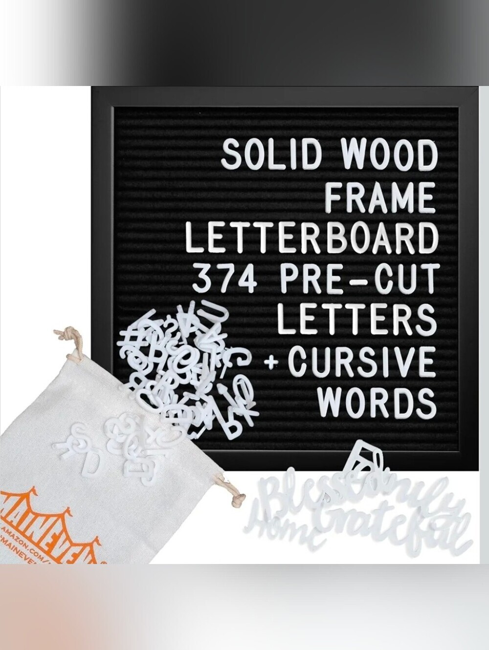Main Event | Black Wooden Letterboard